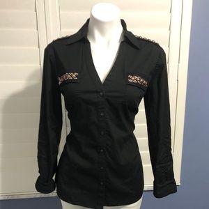 Express Sparkly Button Up Top